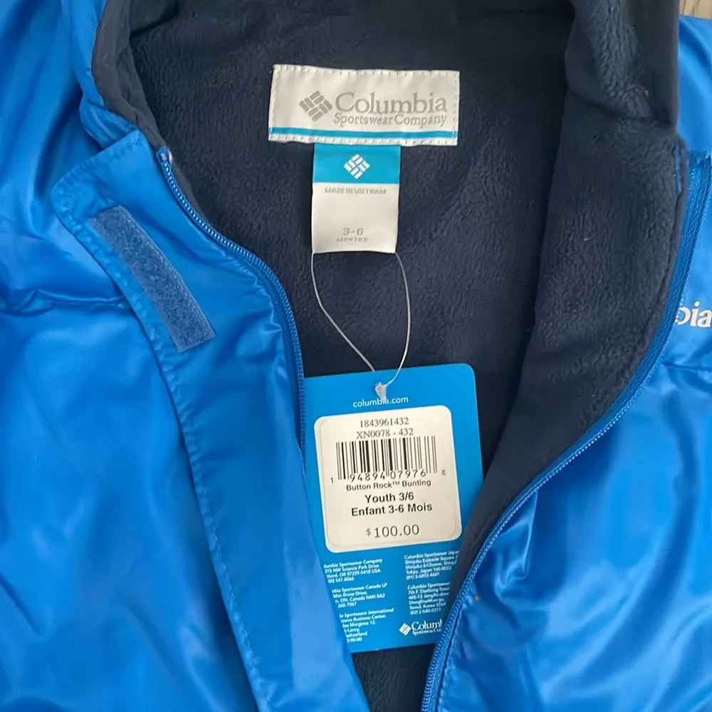 NWT Columbia Snuggly Bunny Baby Bunting Suit Blue 3-6 Months